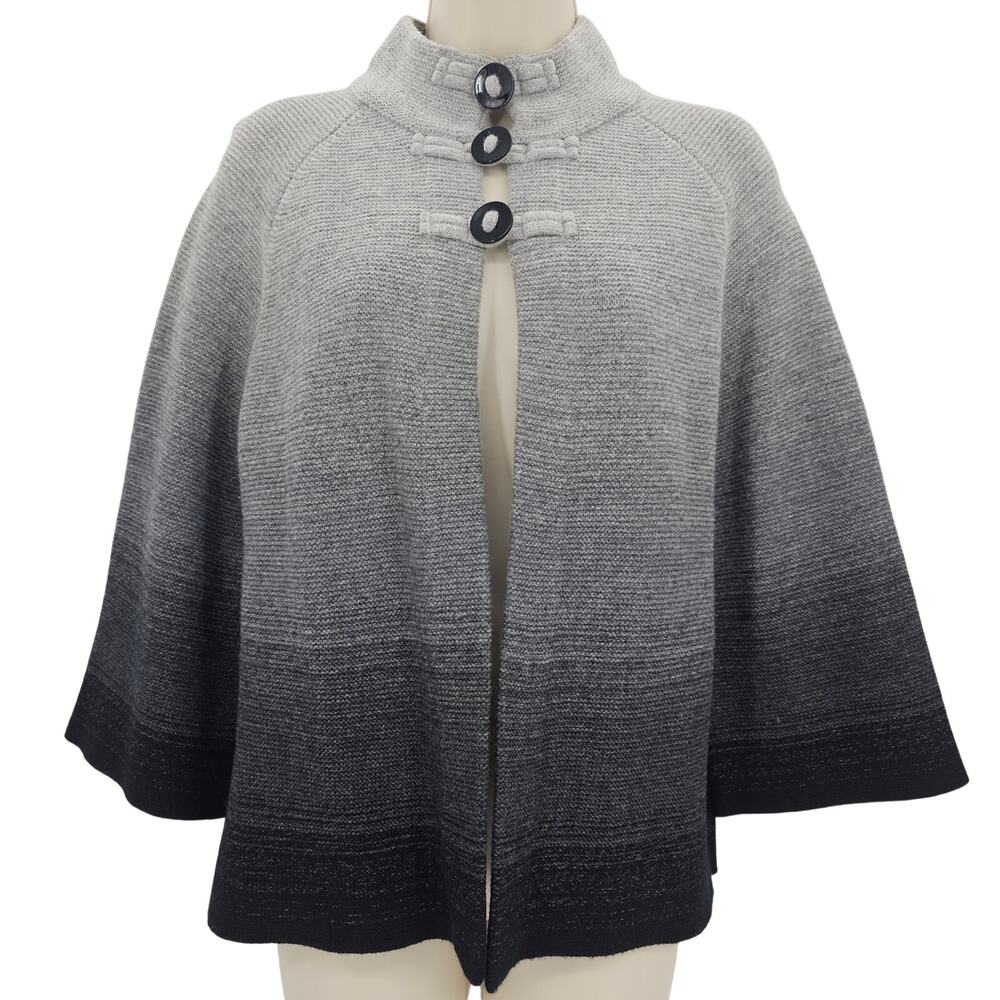 Jones New York Signature Womans size M Ombre Gray/Black Cardigan Wool Angora